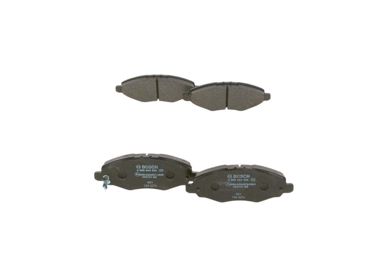 BOSCH 0 986 494 326 Jarrupalat Toyota Hilux III 2.5 D-4D (KUN15_, KUN10) 102 hv Diesel 2015