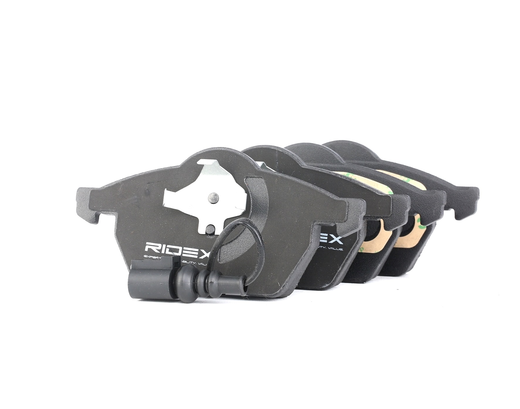 RIDEX 402B0105 Bremsbelagsatz Vorderachse, mit Anti-Quietsch-Blech, ohne Zubehör, Low-Metallic