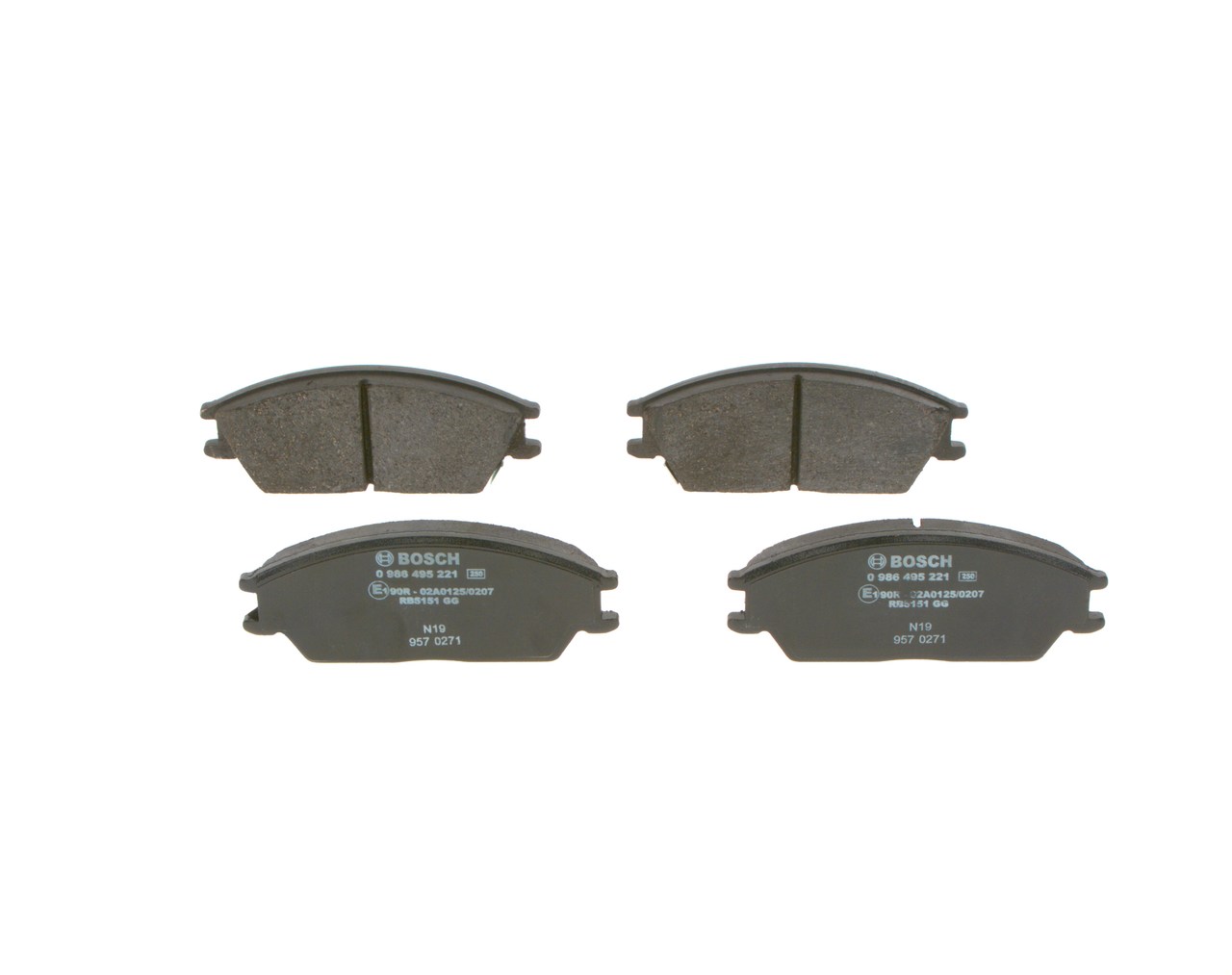 BOSCH 0 986 495 221 Τακάκια φρένων HYUNDAI Pony / Excel Sedan (X-2) 1.5 i 83 PS Βενζίνη 1994