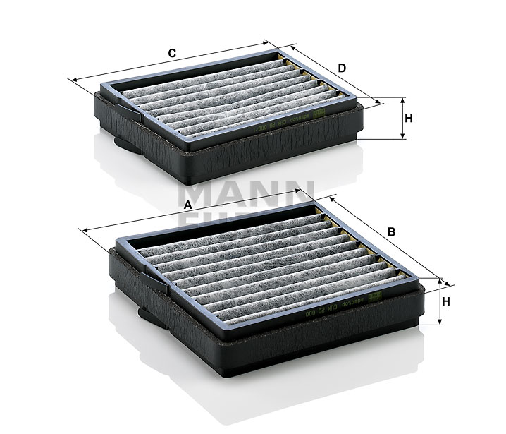 MANN-FILTER CUK 20 000-2 Φίλτρο καμπίνας Mercedes W203 C 55 AMG 5.4 354 PS Βενζίνη 2005